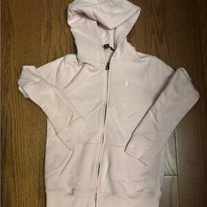 Polo Ralph Lauren Girl's French Terry Full Zip Hoodie Size large 12 14 Pale Pink